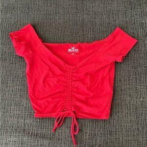 Hollister Women's Bright Red Off-Shoulder Top
